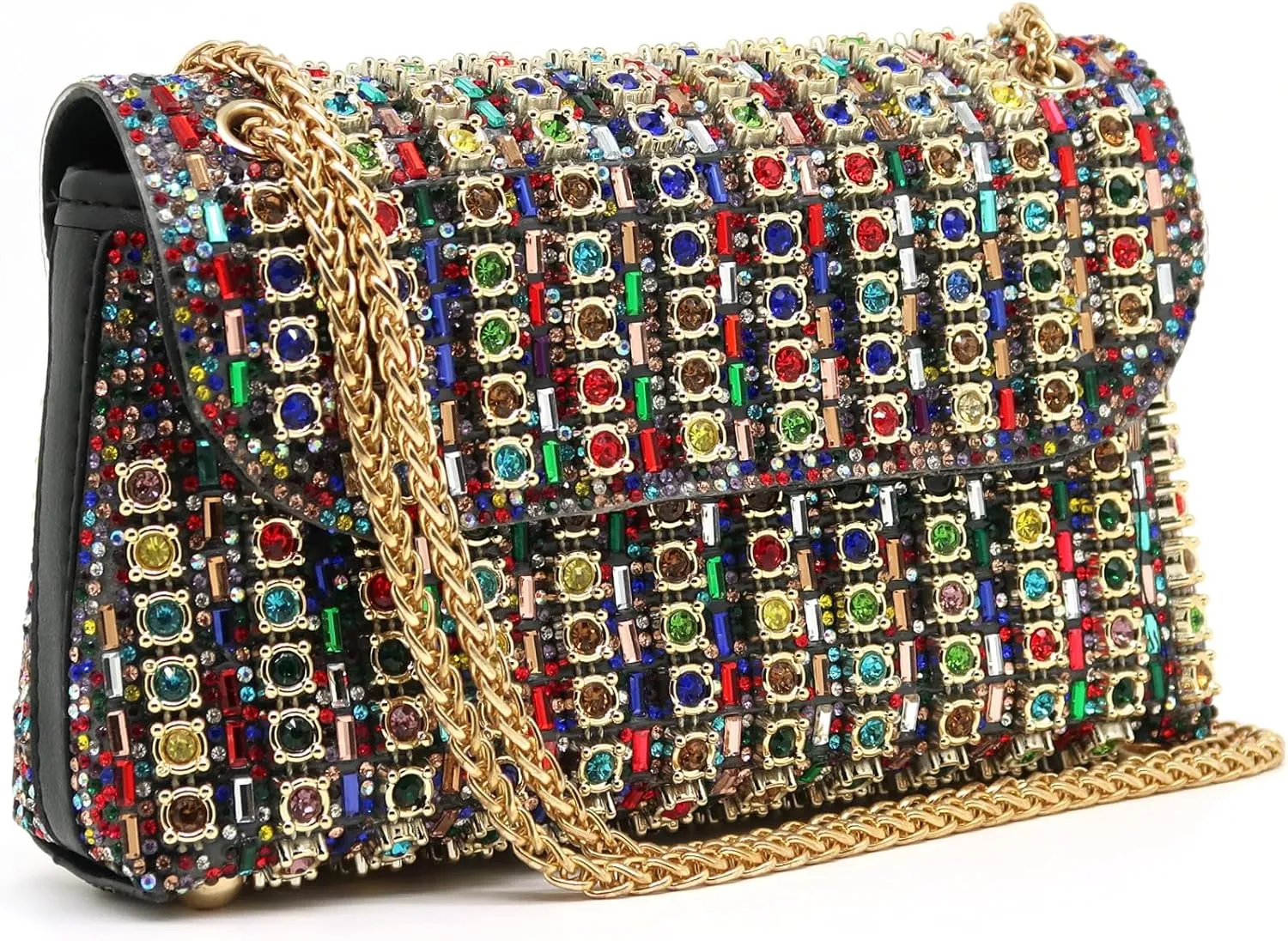 Rhinestone Evening Clutch Purse Silver Crystal Diamond Evening Bag Colorful Shoulder Crossbody Handbags for Wedding