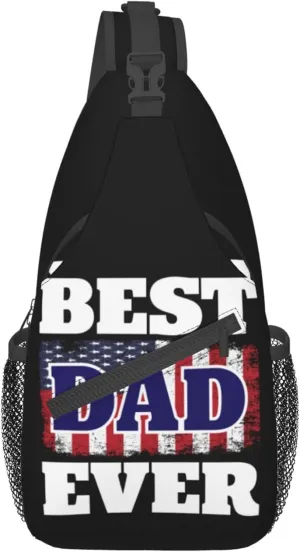 RIMENCH Crossbody Sling Backpack Sling Bag American flag best dad ever Small Chest Bag Daypack Fanny Pack Cross Body Bag For Hiking Traveling Outdoors