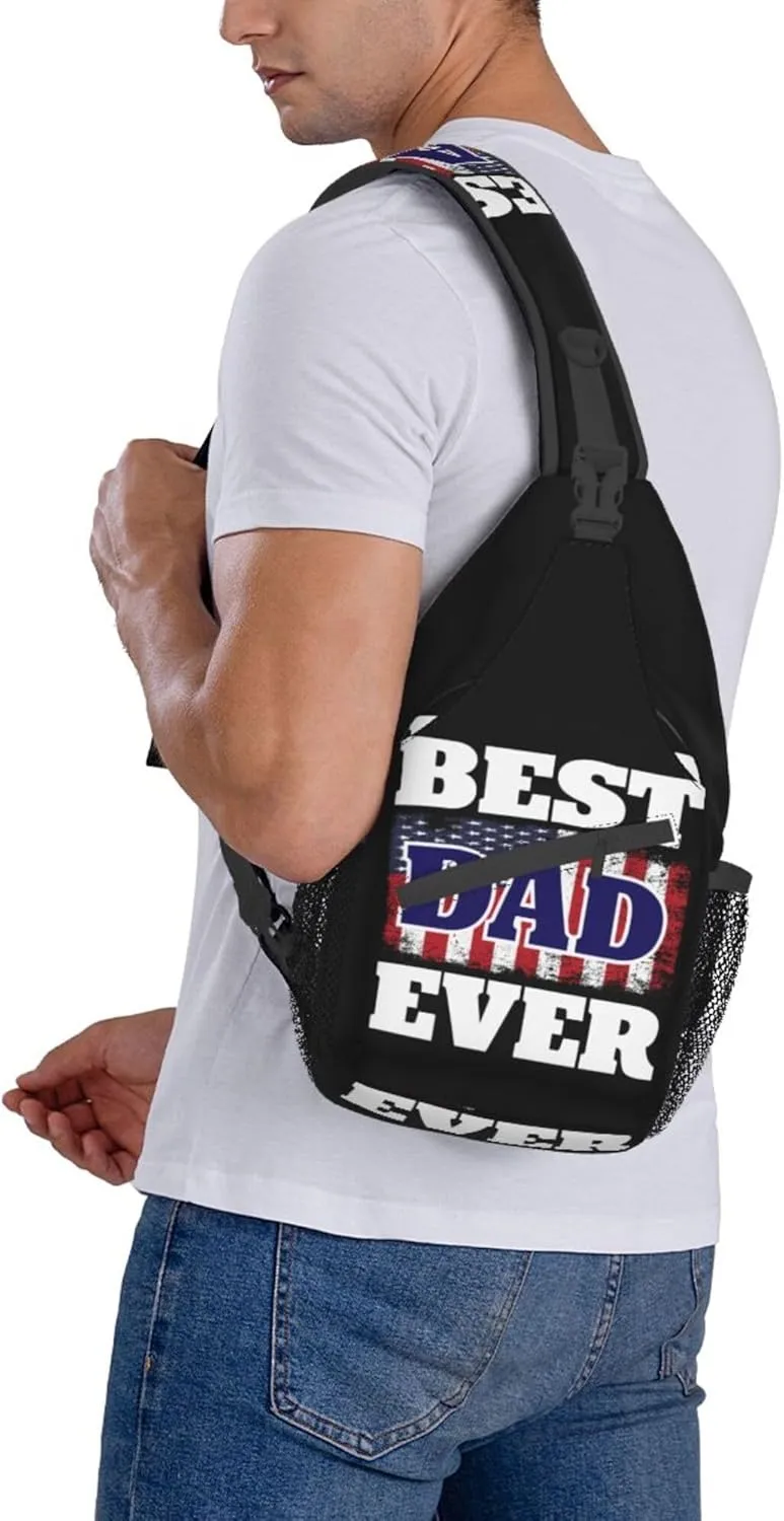 RIMENCH Crossbody Sling Backpack Sling Bag American flag best dad ever Small Chest Bag Daypack Fanny Pack Cross Body Bag For Hiking Traveling Outdoors