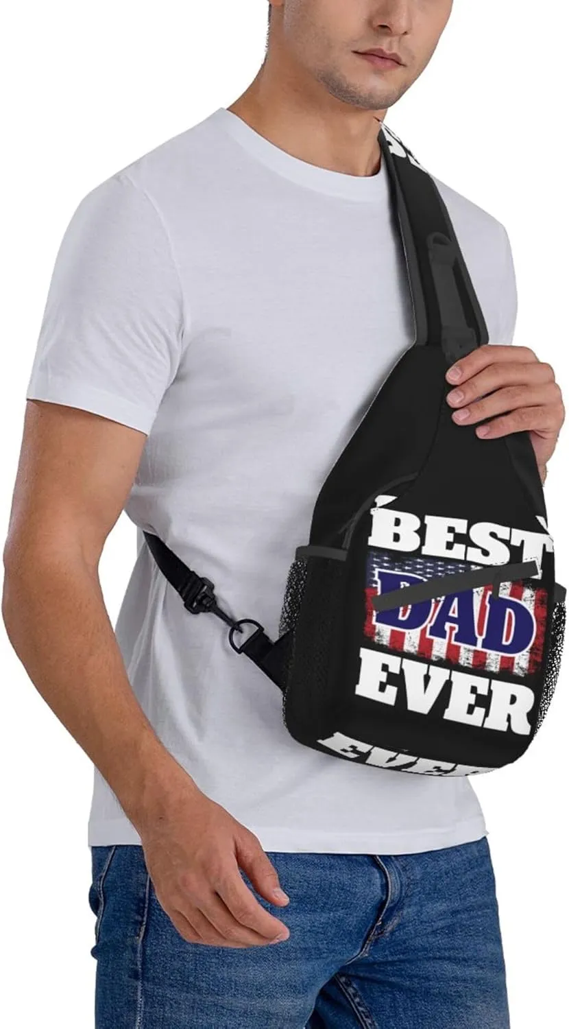 RIMENCH Crossbody Sling Backpack Sling Bag American flag best dad ever Small Chest Bag Daypack Fanny Pack Cross Body Bag For Hiking Traveling Outdoors