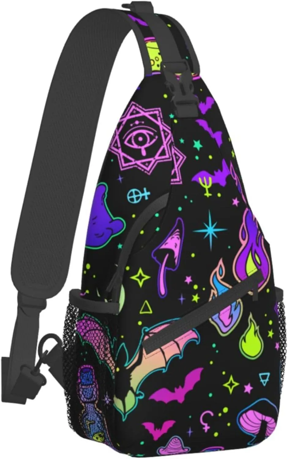 RIMENCH halloween goth Witchy Witch Sling Bag Sling Backpack Crossbody Chest Bag Daypack For Hiking Travel