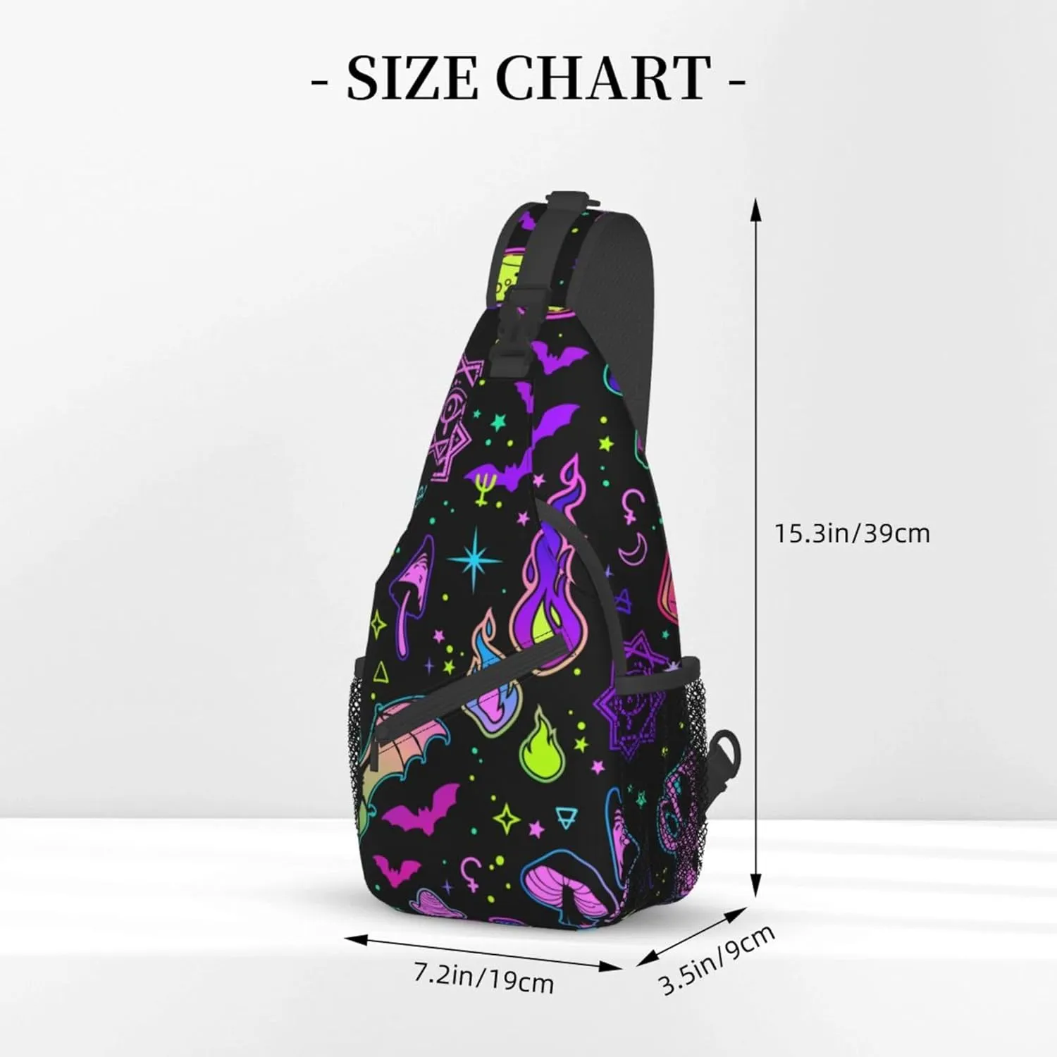 RIMENCH halloween goth Witchy Witch Sling Bag Sling Backpack Crossbody Chest Bag Daypack For Hiking Travel