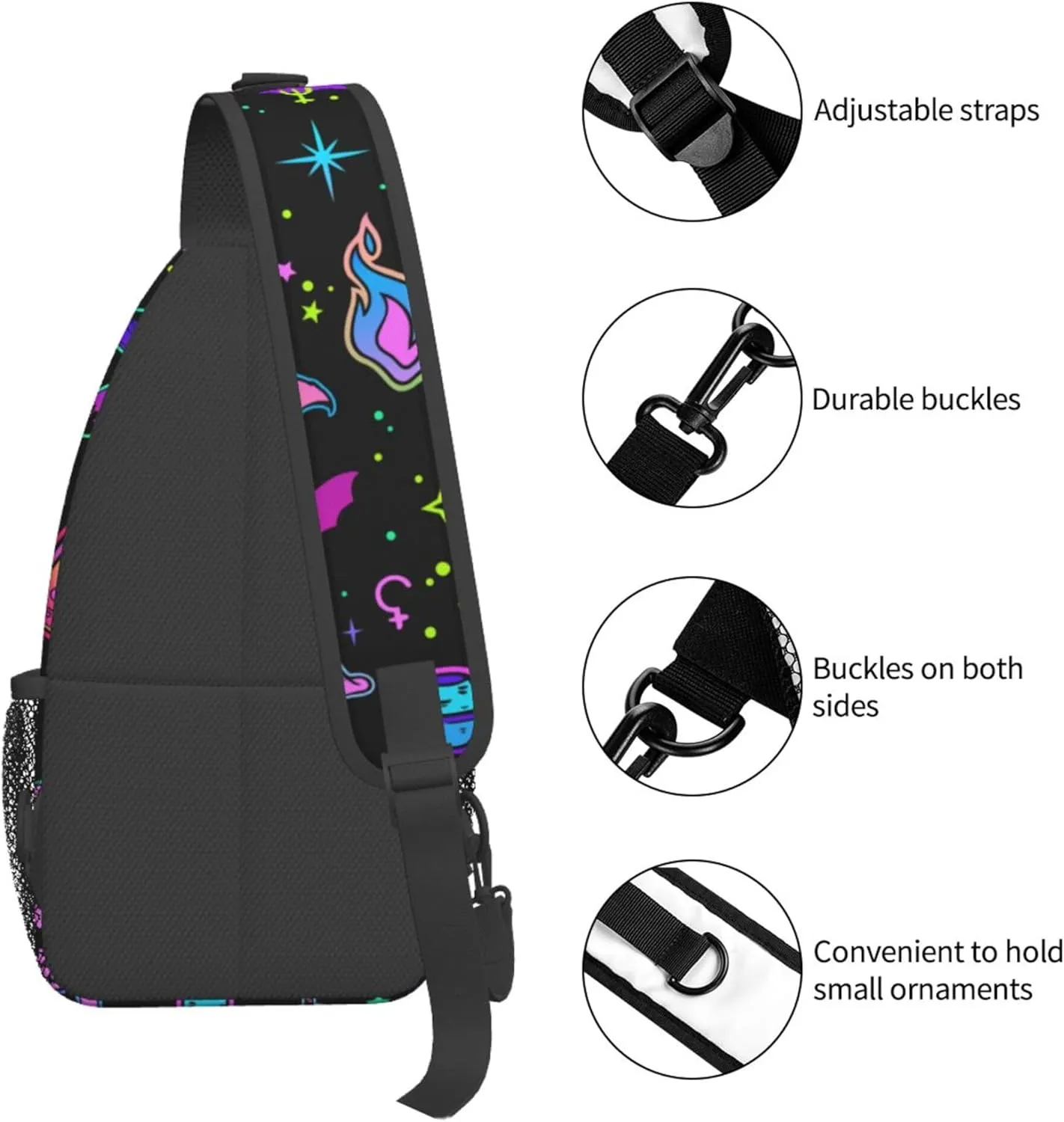 RIMENCH halloween goth Witchy Witch Sling Bag Sling Backpack Crossbody Chest Bag Daypack For Hiking Travel