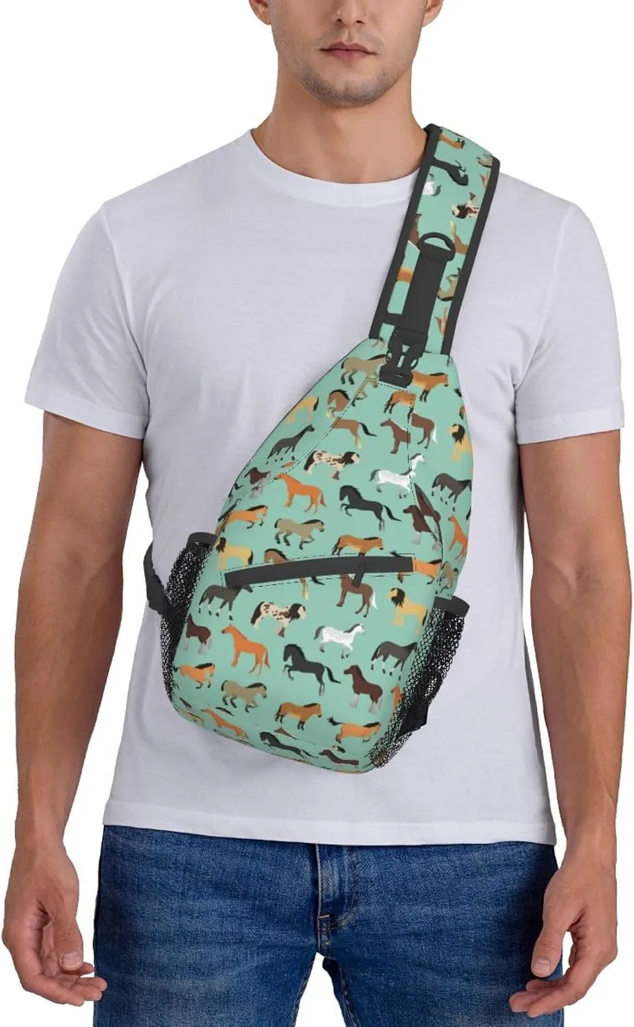 RIMENCH Men & Women animal print horse Chest Crossbody Fashion Chest Package Multipurpose Sling Backpack For Picnics, Hiking, Beach, Gym