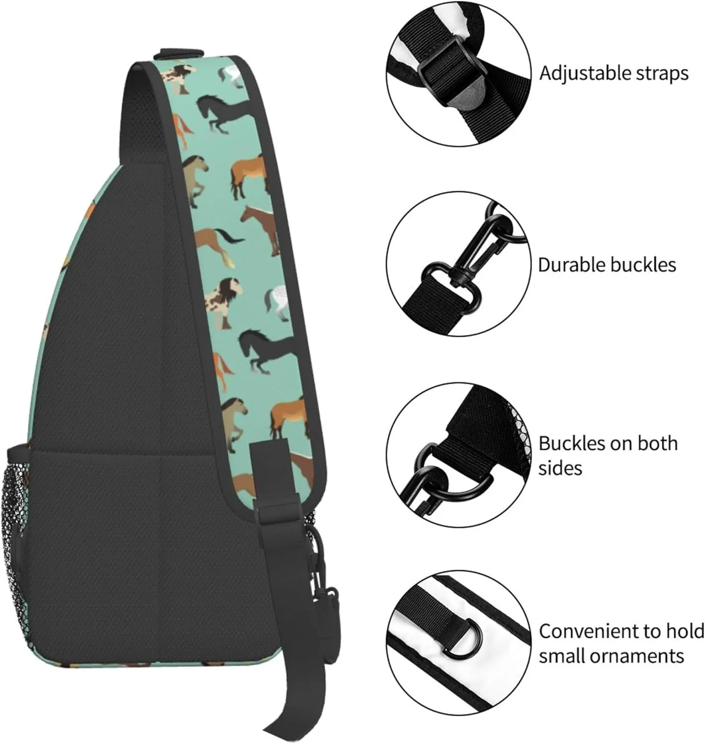 RIMENCH Men & Women animal print horse Chest Crossbody Fashion Chest Package Multipurpose Sling Backpack For Picnics, Hiking, Beach, Gym