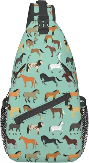 RIMENCH Men & Women animal print horse Chest Crossbody Fashion Chest Package Multipurpose Sling Backpack For Picnics, Hiking, Beach, Gym