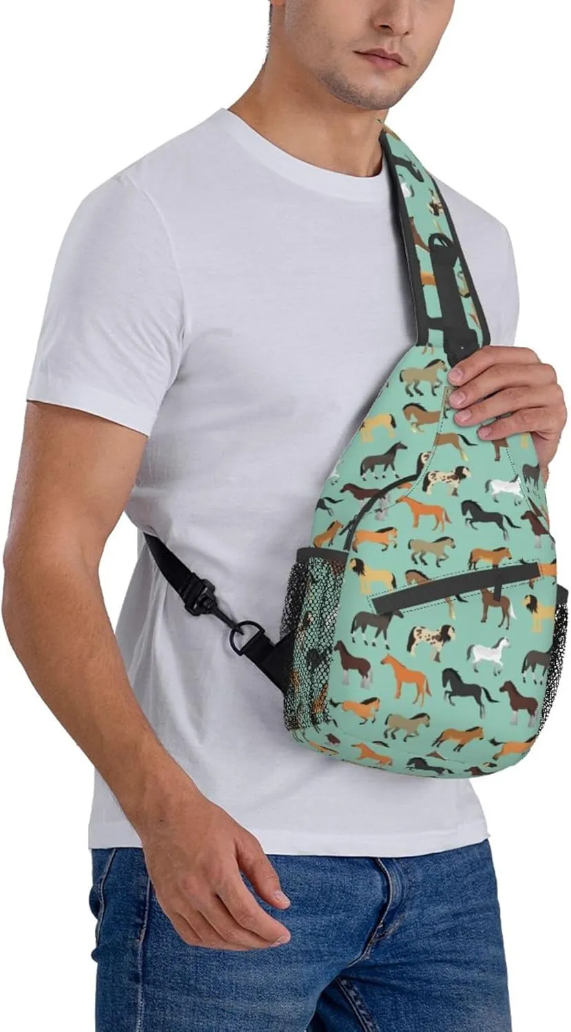 RIMENCH Men & Women animal print horse Chest Crossbody Fashion Chest Package Multipurpose Sling Backpack For Picnics, Hiking, Beach, Gym