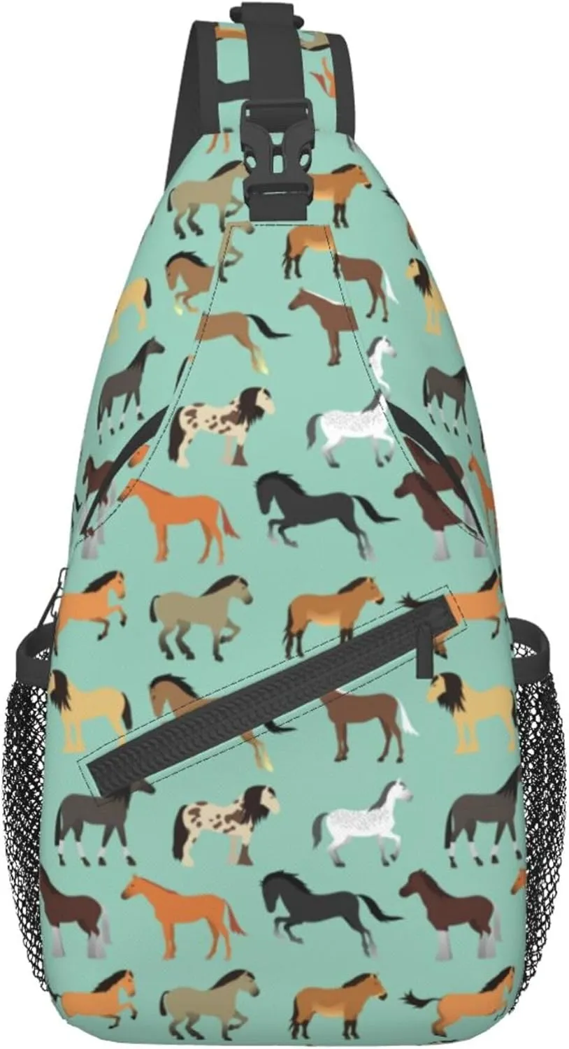 RIMENCH Men & Women animal print horse Chest Crossbody Fashion Chest Package Multipurpose Sling Backpack For Picnics, Hiking, Beach, Gym