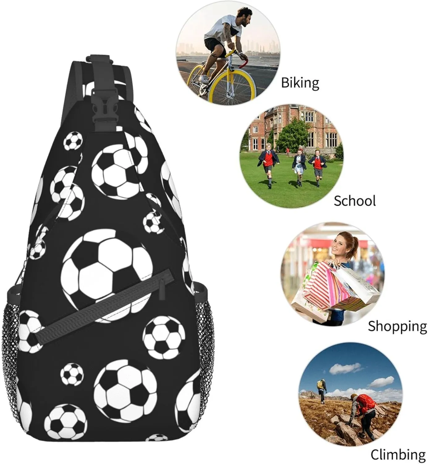 RIMENCH Sling Bag Multipurpose Crossbody Bags Casual soccer balls football Sling Bag Anti-Theft Sling Backpack With Adjustable Strap