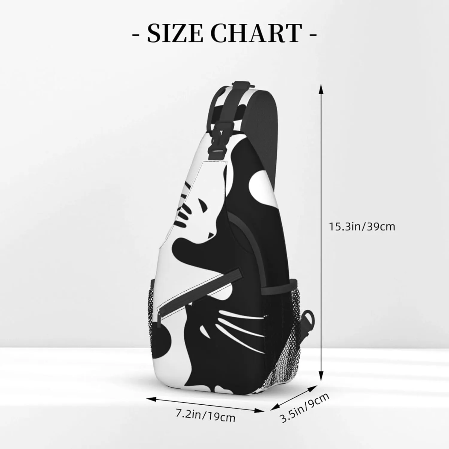 RIMENCH Sling Bag Waterproof Sling Bags Shoulder Backpack With Adjustable Strap For Sport, Travel, Workout Fashion Yin Yang Black and white Sleepy Cat Chest Bag