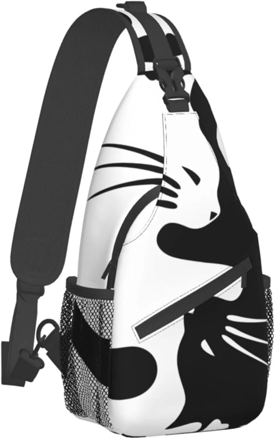 RIMENCH Sling Bag Waterproof Sling Bags Shoulder Backpack With Adjustable Strap For Sport, Travel, Workout Fashion Yin Yang Black and white Sleepy Cat Chest Bag