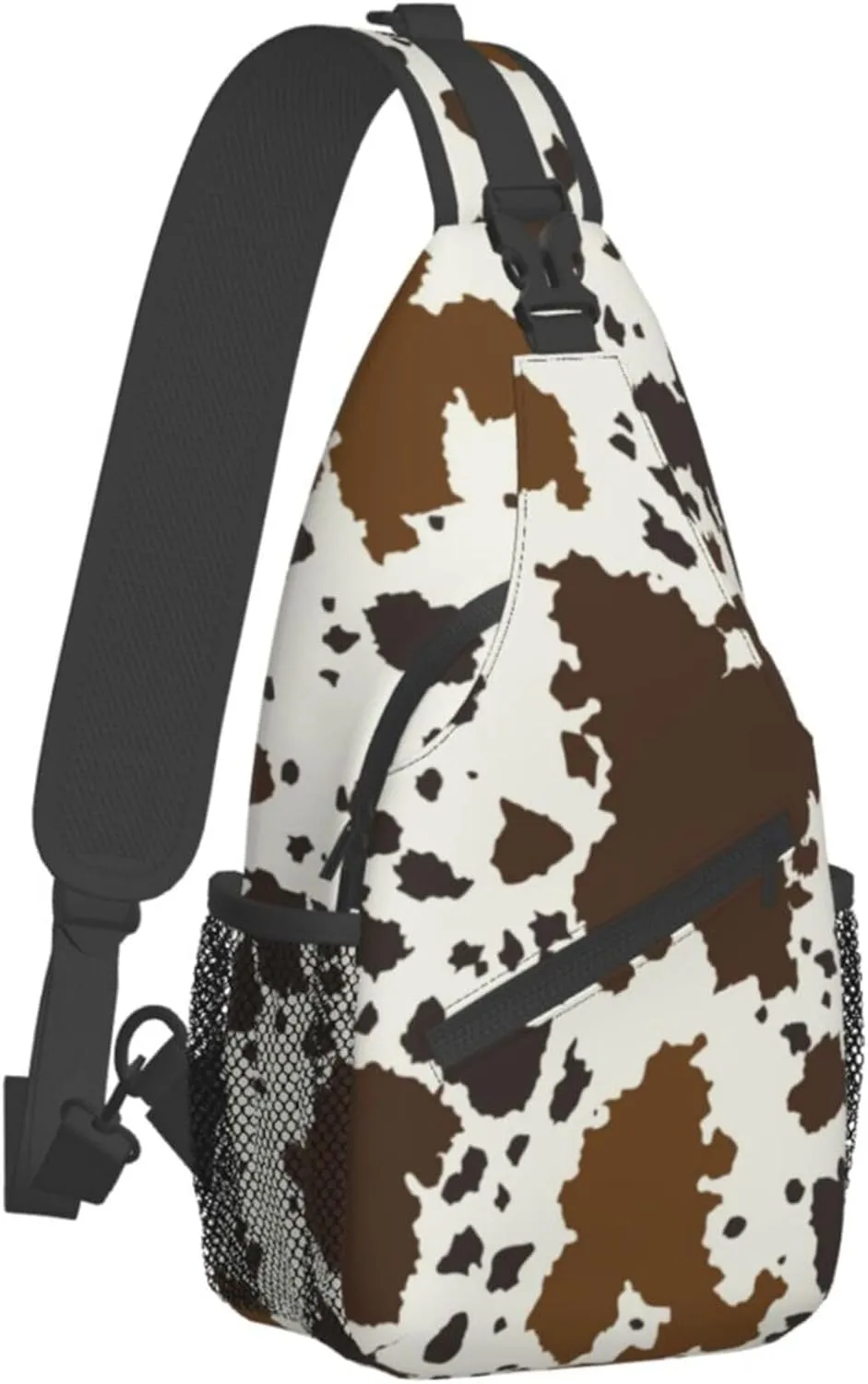RIMENCH Sling Chest Bag brown skin milk Cow Print Daypack Bicycle Travel Gym Backpack