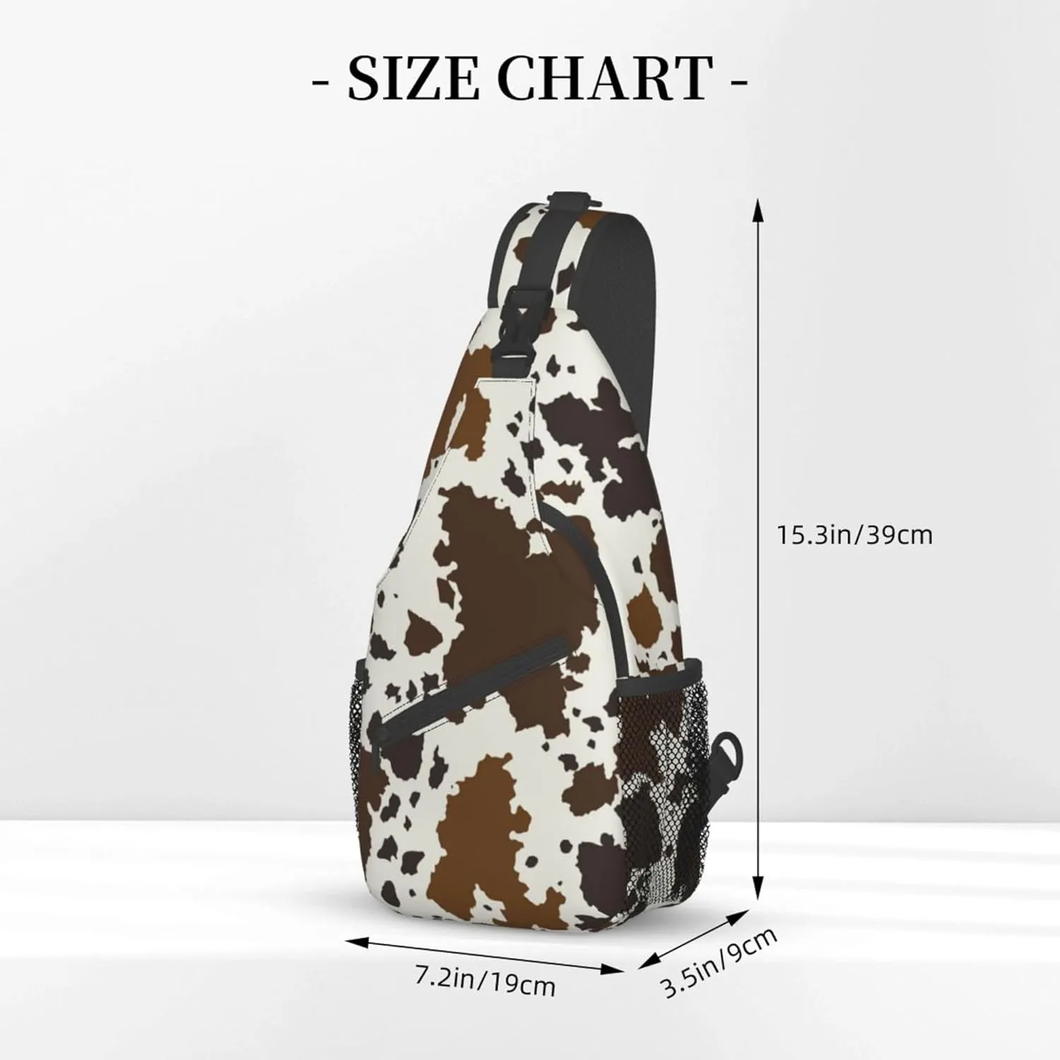 RIMENCH Sling Chest Bag brown skin milk Cow Print Daypack Bicycle Travel Gym Backpack
