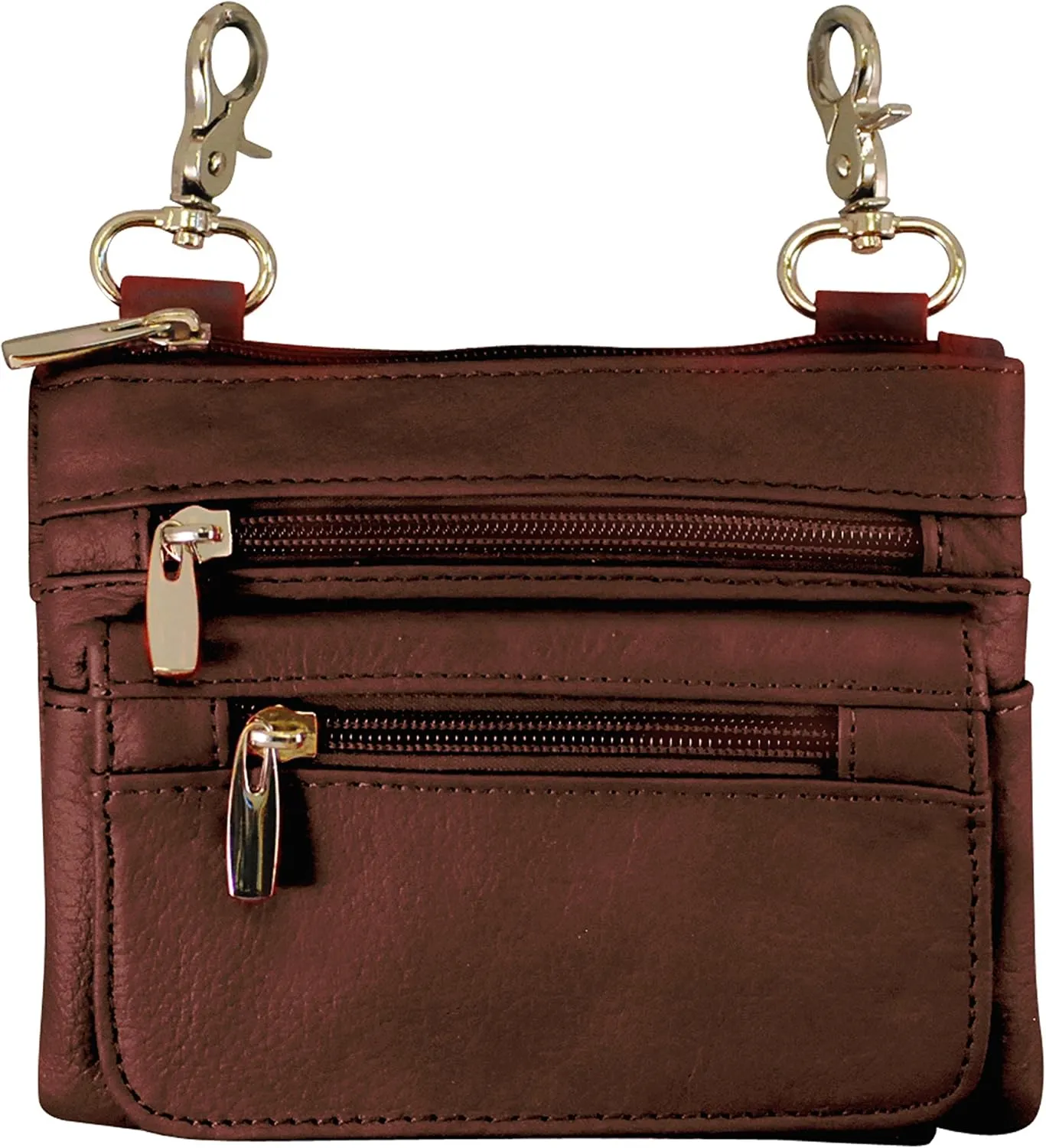 Roma Leathers Motorcyclist Fanny Pack - Four Main Compartments, Shoulder Strap - Brown