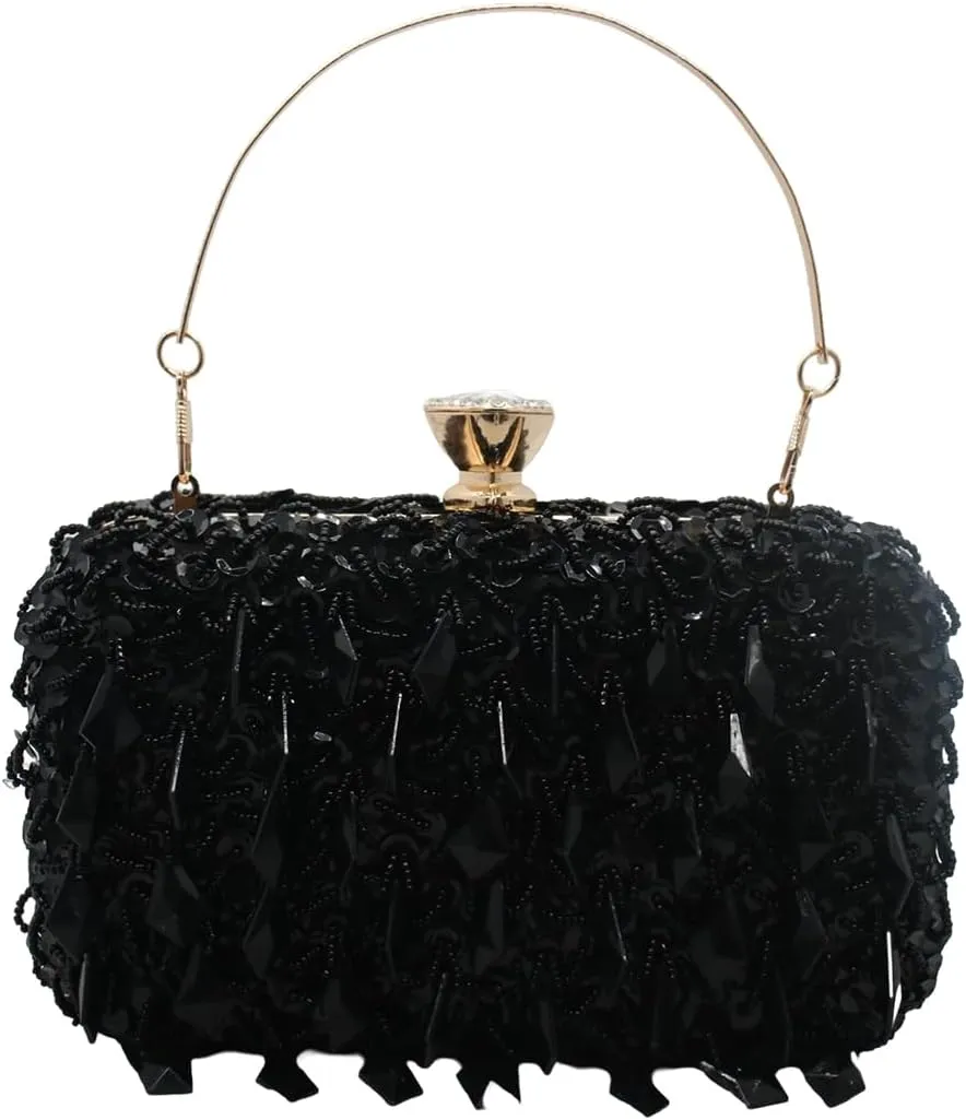RomanticDesign Women Bling Evening Bag Fashion Embroidered Beaded Sequin Clutch Cocktail Wedding Party Purse