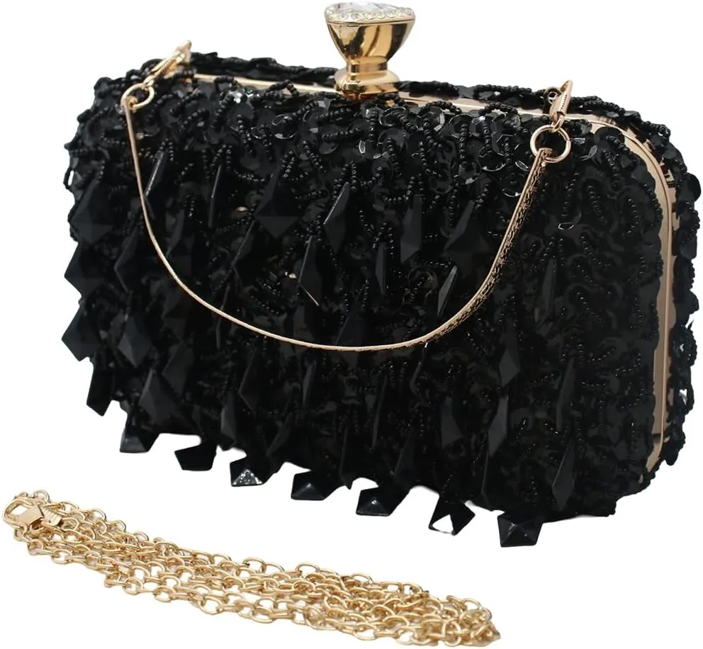 RomanticDesign Women Bling Evening Bag Fashion Embroidered Beaded Sequin Clutch Cocktail Wedding Party Purse