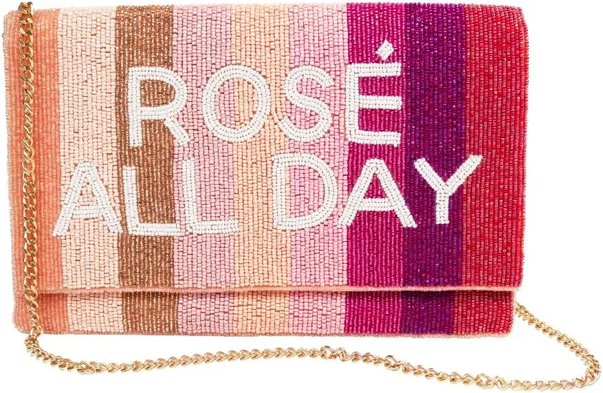 ROSE ALL DAY Clutch Purse for Wedding Day Beaded Clutch Purse for Bachelorette Party Bridal Shower Gifts & Engagement Gifts for Bride To Be and for Women