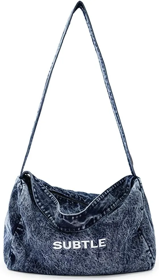 ROUROU Shoulder Bag for Women & Men Large Capacity Crossbody Bag Denim Handbag Casual Tote Bag Retro Purse