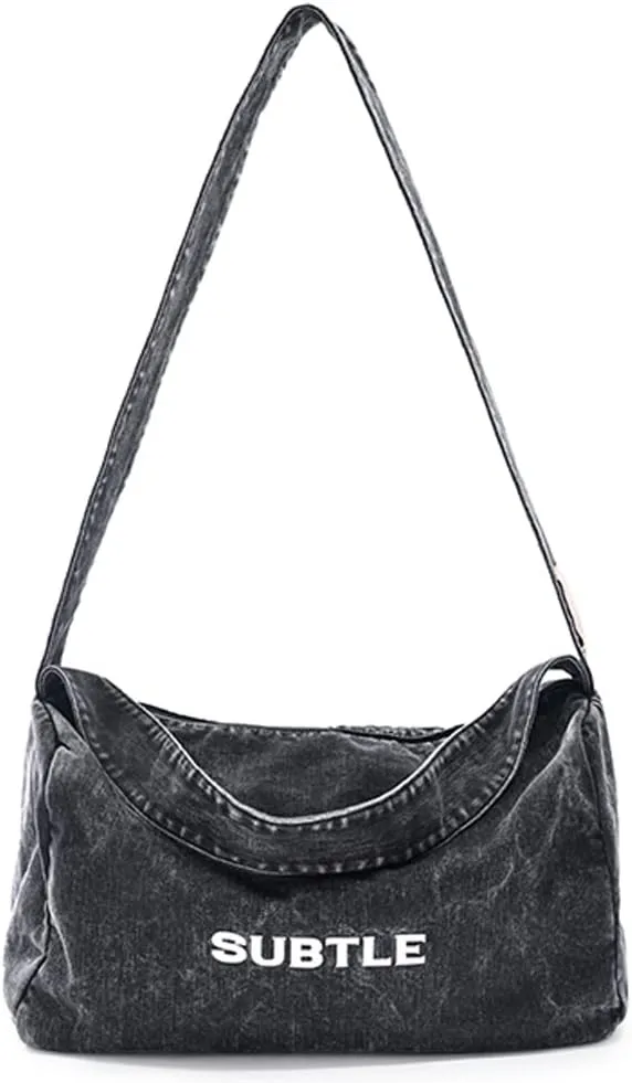 ROUROU Shoulder Bag for Women & Men Large Capacity Crossbody Bag Denim Handbag Casual Tote Bag Retro Purse