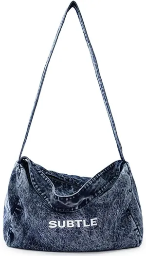 ROUROU Shoulder Bag for Women & Men Large Capacity Crossbody Bag Denim Handbag Casual Tote Bag Retro Purse