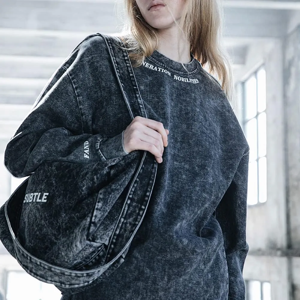 ROUROU Shoulder Bag for Women & Men Large Capacity Crossbody Bag Denim Handbag Casual Tote Bag Retro Purse