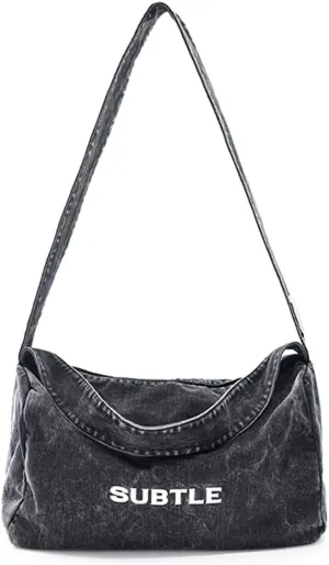 ROUROU Shoulder Bag for Women & Men Large Capacity Crossbody Bag Denim Handbag Casual Tote Bag Retro Purse