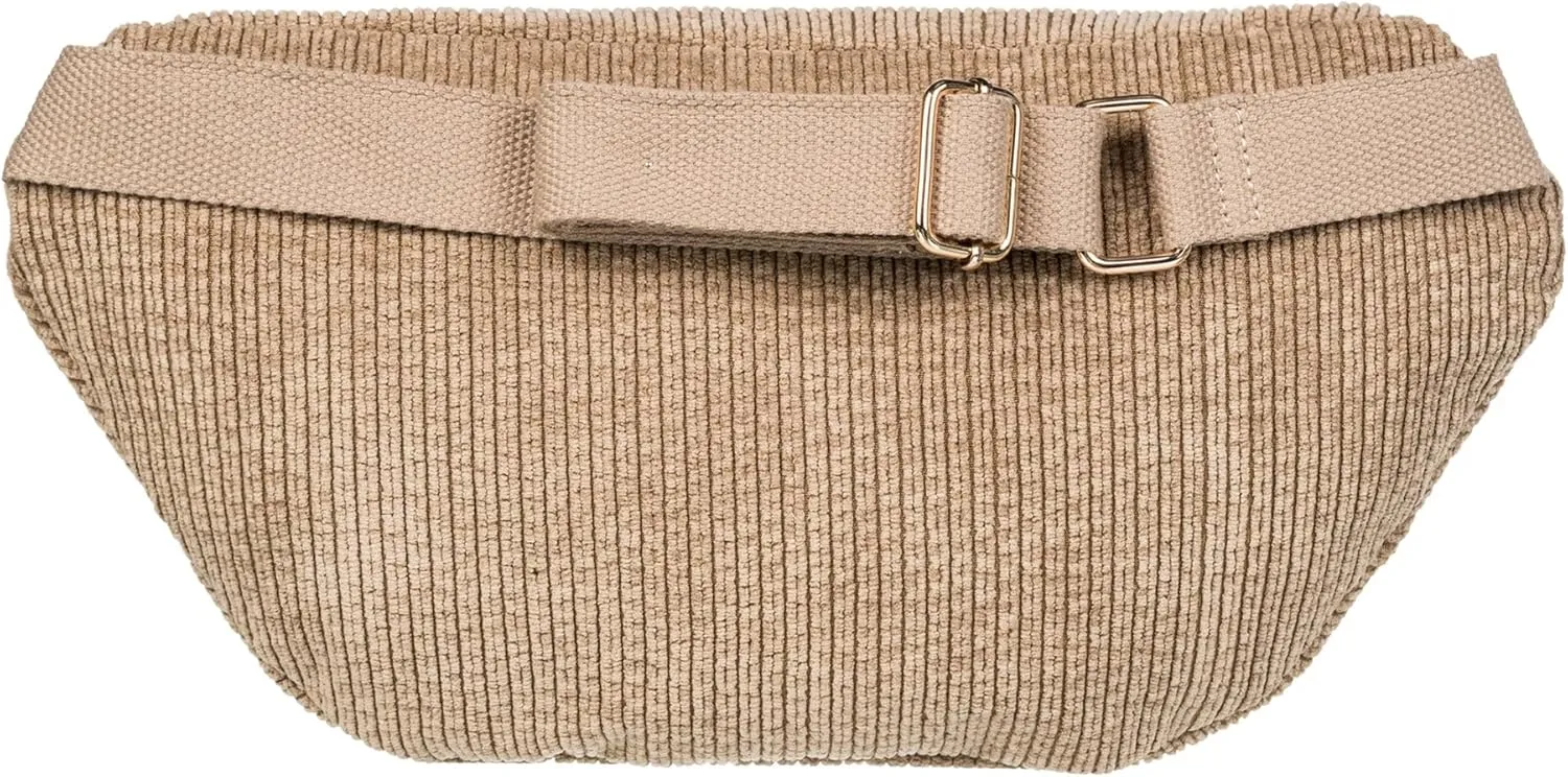 Roxy Women's Feeling Good Stylish Soft Corduroy Multipurpose Fanny Pack Waistpack Crossbody Bag