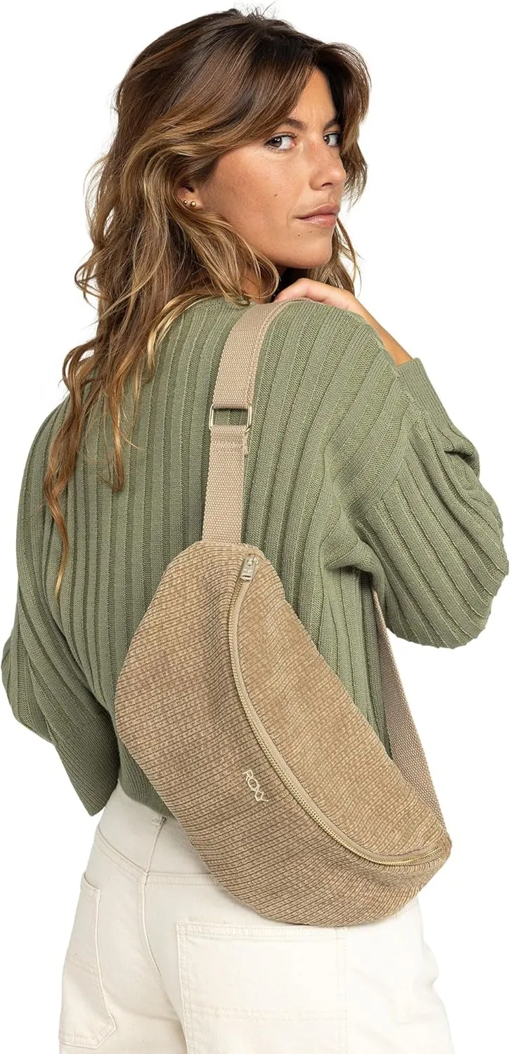 Roxy Women's Feeling Good Stylish Soft Corduroy Multipurpose Fanny Pack Waistpack Crossbody Bag