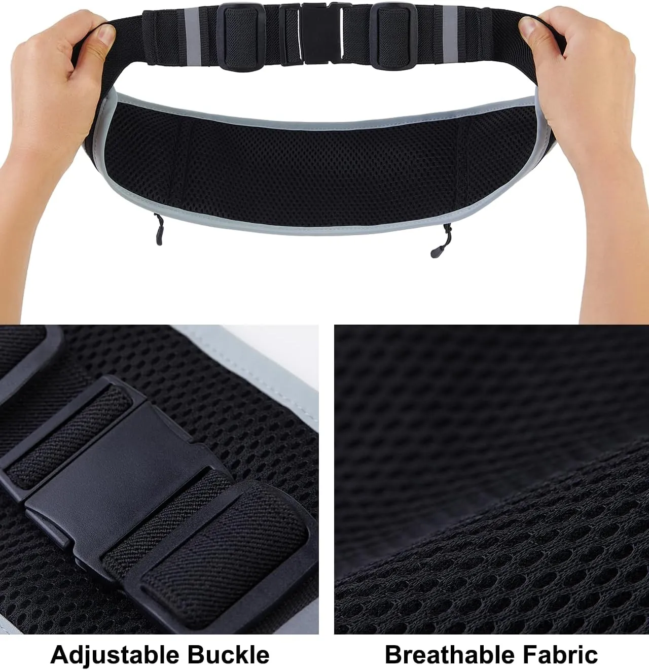 Running Belt for Women Men Slim Fanny Pack Phone Money Waist Pack Belt Bag for Hiking Cycling Exercise Running Grey