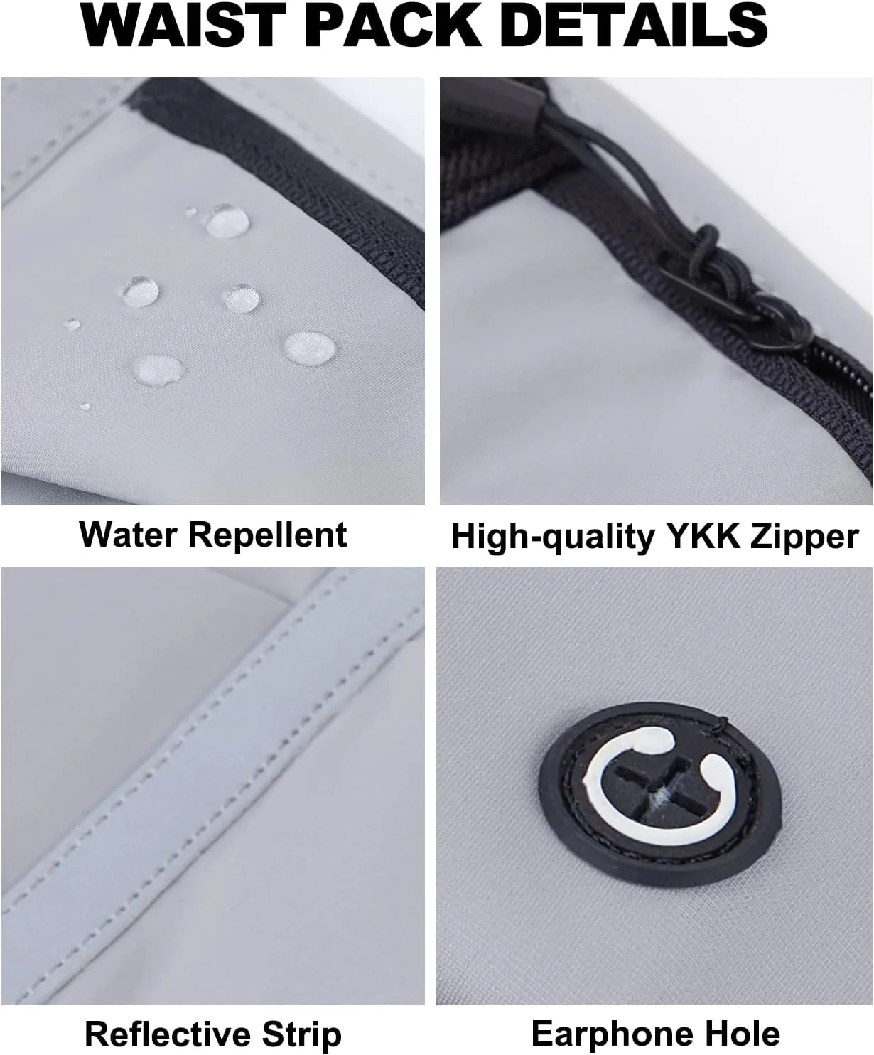 Running Belt for Women Men Slim Fanny Pack Phone Money Waist Pack Belt Bag for Hiking Cycling Exercise Running Grey
