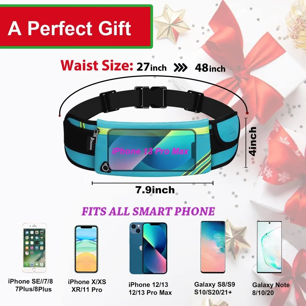 Running Belt Waist Pack Bag,Workout Gear,Gym Fitness Fanny Pack for Phone,Cell Phone Holder for Running,Jogging Pocket Belt for Women & Men,Running Accessories(Blue)