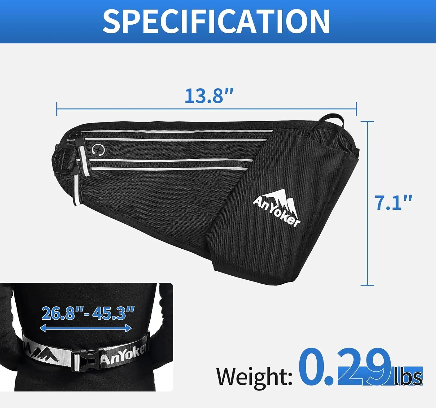 Running Hydration Belt with Water Bottle Holder, Walking, Hiking Fanny Pack for Phone, Key, Card, Outdoor sport Runners Essentials Accessories Marathon Triathlon Walking Jogging Gear (Ink)