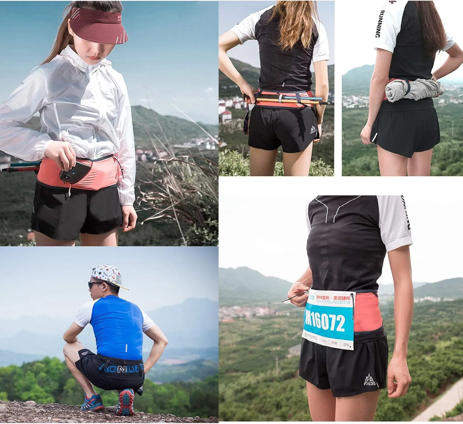 Running Pouch Belt Waist Pack Fanny Bag with 250ml Soft Water Bottle, Bounce Free Fashion Workout Jogging Travelling Money Pocket Belt for Women (Black, Small Size)