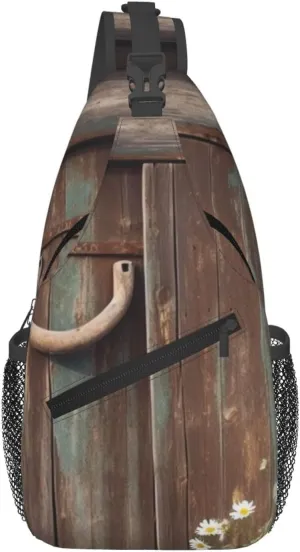 Rustic Horseshoe Barn Wooden Sling Backpack Cross Chest Bag Travel Crossbody Bags for Men Women Fashion Daypack