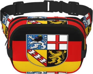 Saarland flags Square double - layer fanny pack with adjustable shoulder strap - travelling fanny pack - perfect for outdoor sports
