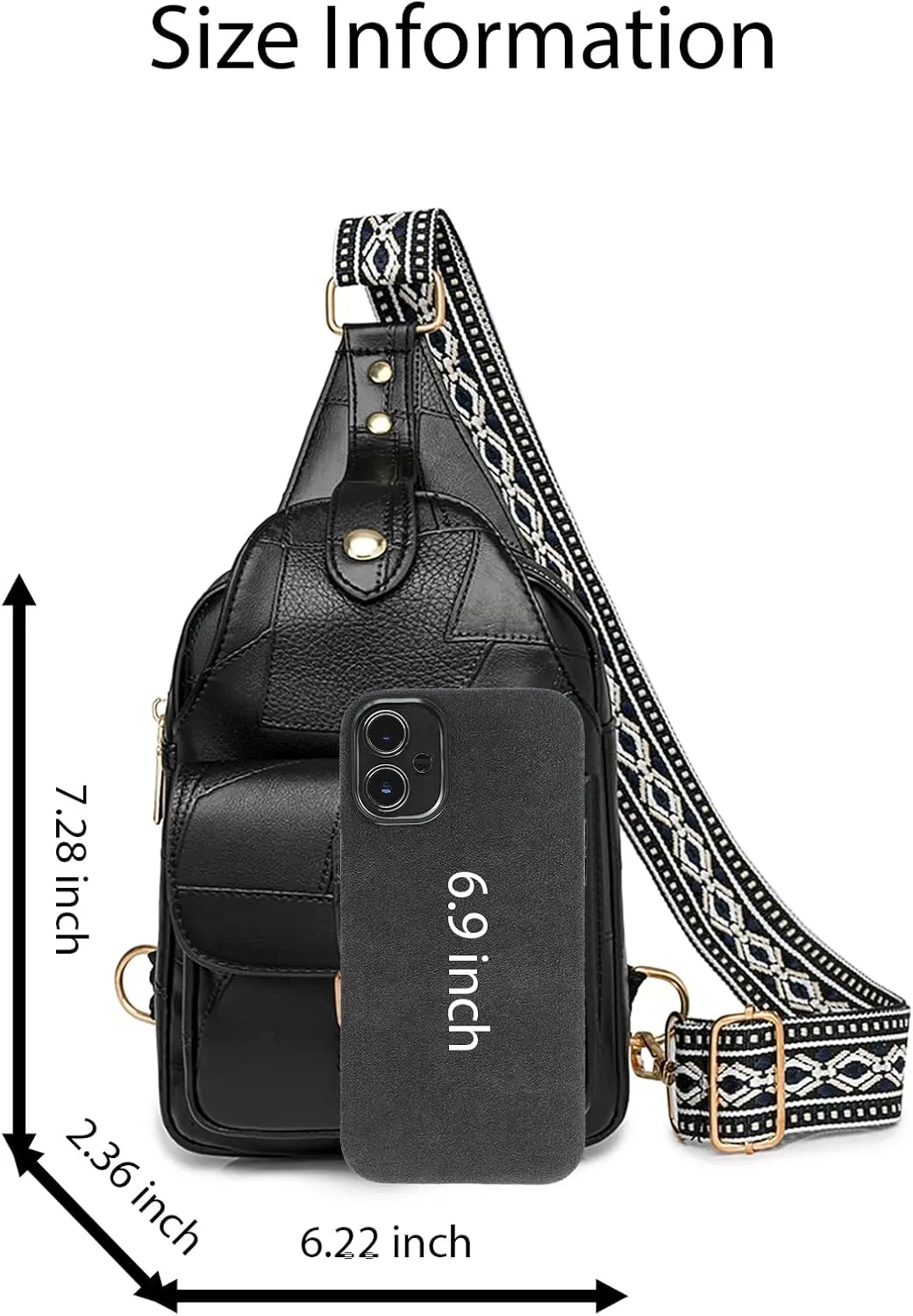 Saddhu Sling Bag for Women Men Leather Crossbody Backpack Cross Body Chest Bag Casual Small Daypack Purse for Hiking Travel