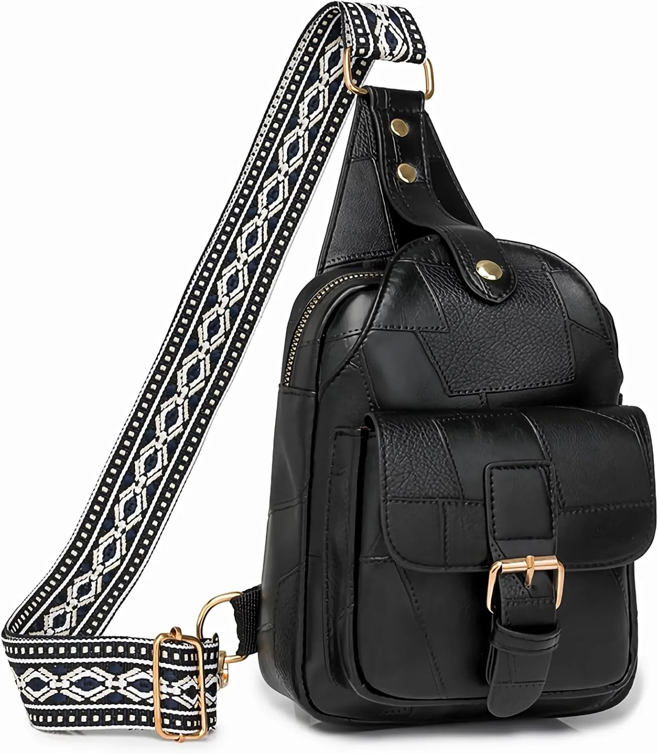 Saddhu Sling Bag for Women Men Leather Crossbody Backpack Cross Body Chest Bag Casual Small Daypack Purse for Hiking Travel