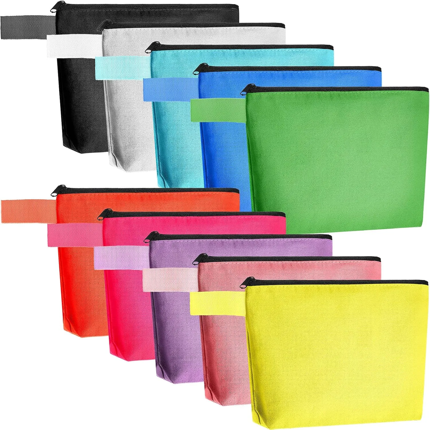 Saintrygo 10 Pieces Canvas Makeup Bags Bulk for Women Travel Cosmetic Organizer Plain Storage Pouch Multi-Purpose Blank Travel Toiletry DIY Craft Bags with Zipper(Pastel,9.8 x 5 x 2 Inch)