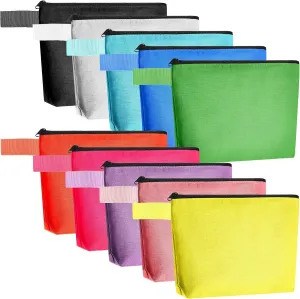 Saintrygo 10 Pieces Canvas Makeup Bags Bulk for Women Travel Cosmetic Organizer Plain Storage Pouch Multi-Purpose Blank Travel Toiletry DIY Craft Bags with Zipper(Pastel,9.8 x 5 x 2 Inch)