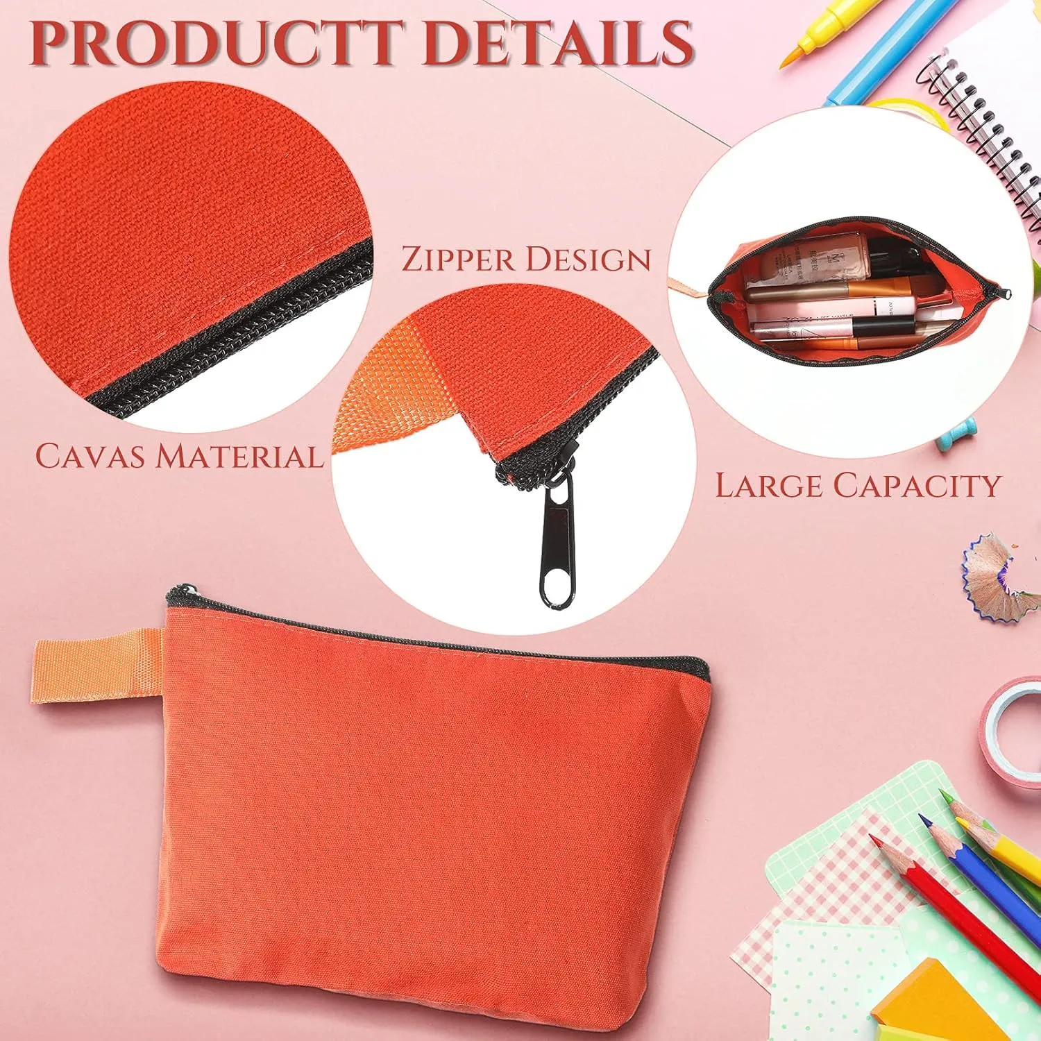 Saintrygo 10 Pieces Canvas Makeup Bags Bulk for Women Travel Cosmetic Organizer Plain Storage Pouch Multi-Purpose Blank Travel Toiletry DIY Craft Bags with Zipper(Pastel,9.8 x 5 x 2 Inch)