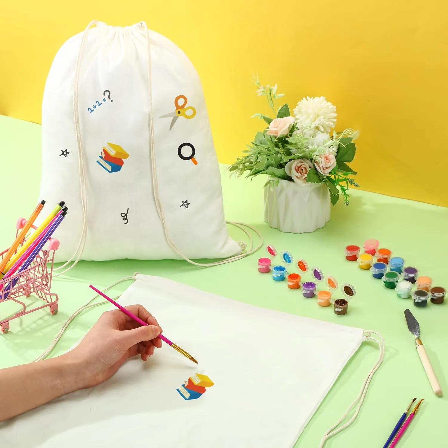 Saintrygo 24 Pcs Tie Dye Bags Cotton Drawstring Bags Sublimation Blank Backpack Drawstring Tote Items to Tie Dye