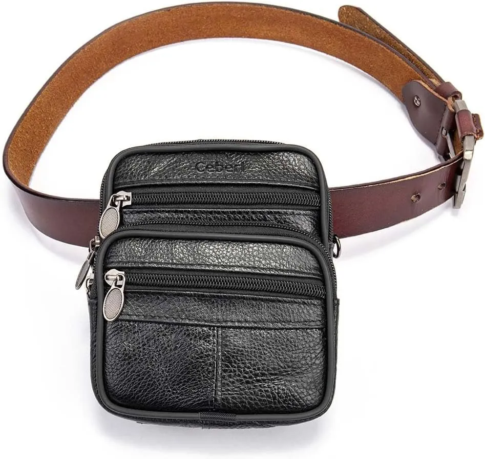 SALE Mens Genuine Leather Fanny Bag Messenger Shoulder Satchel Waist Bag Pack Coffee