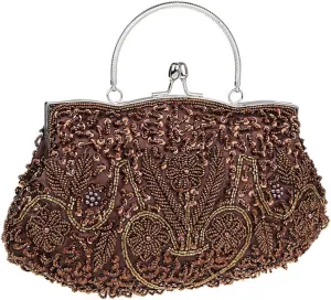 Satin Purse Evening Handbags Wedding Bag Beaded Sequins Clutch for Party