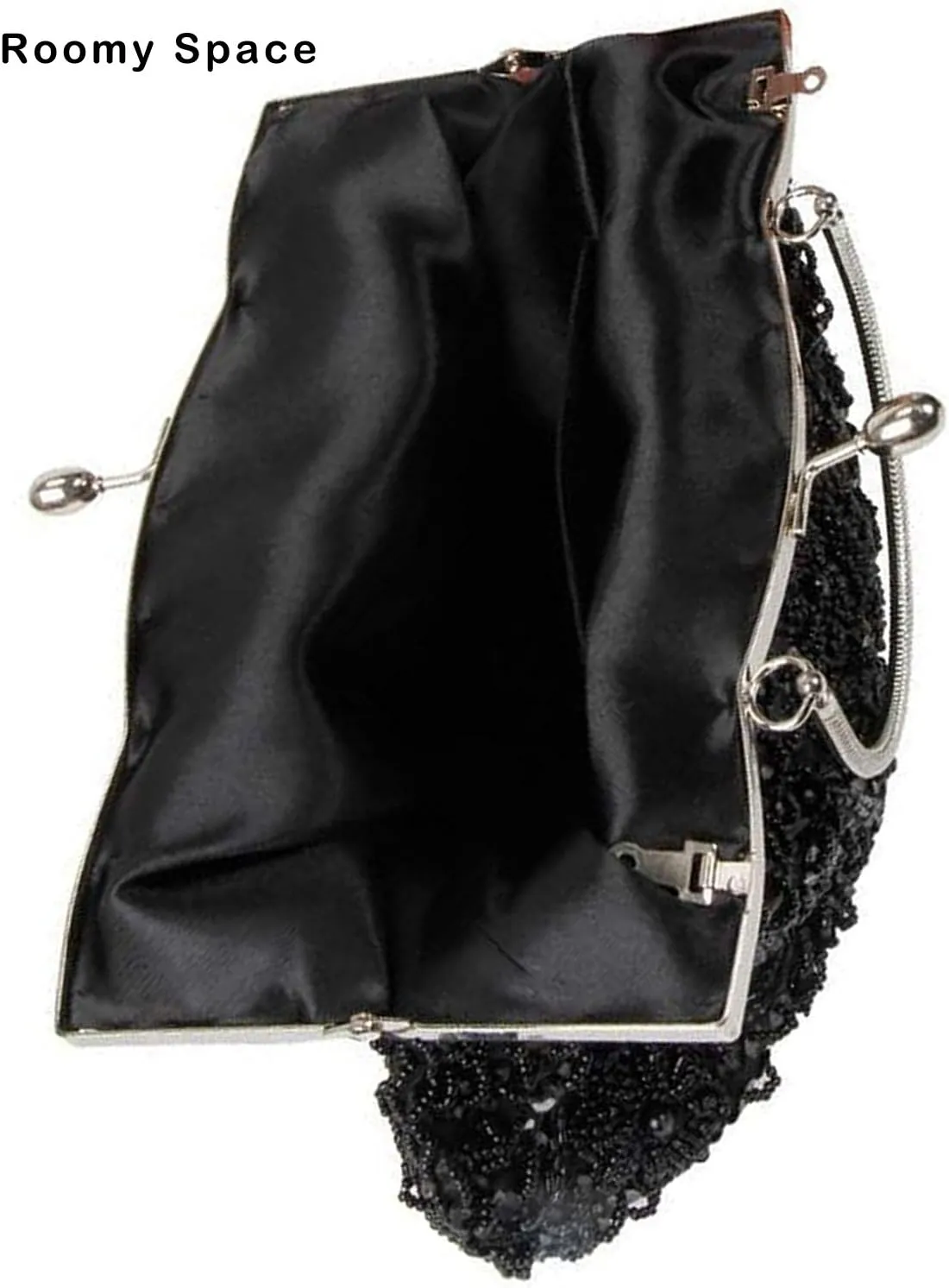 Satin Purse Evening Handbags Wedding Bag Beaded Sequins Clutch for Party