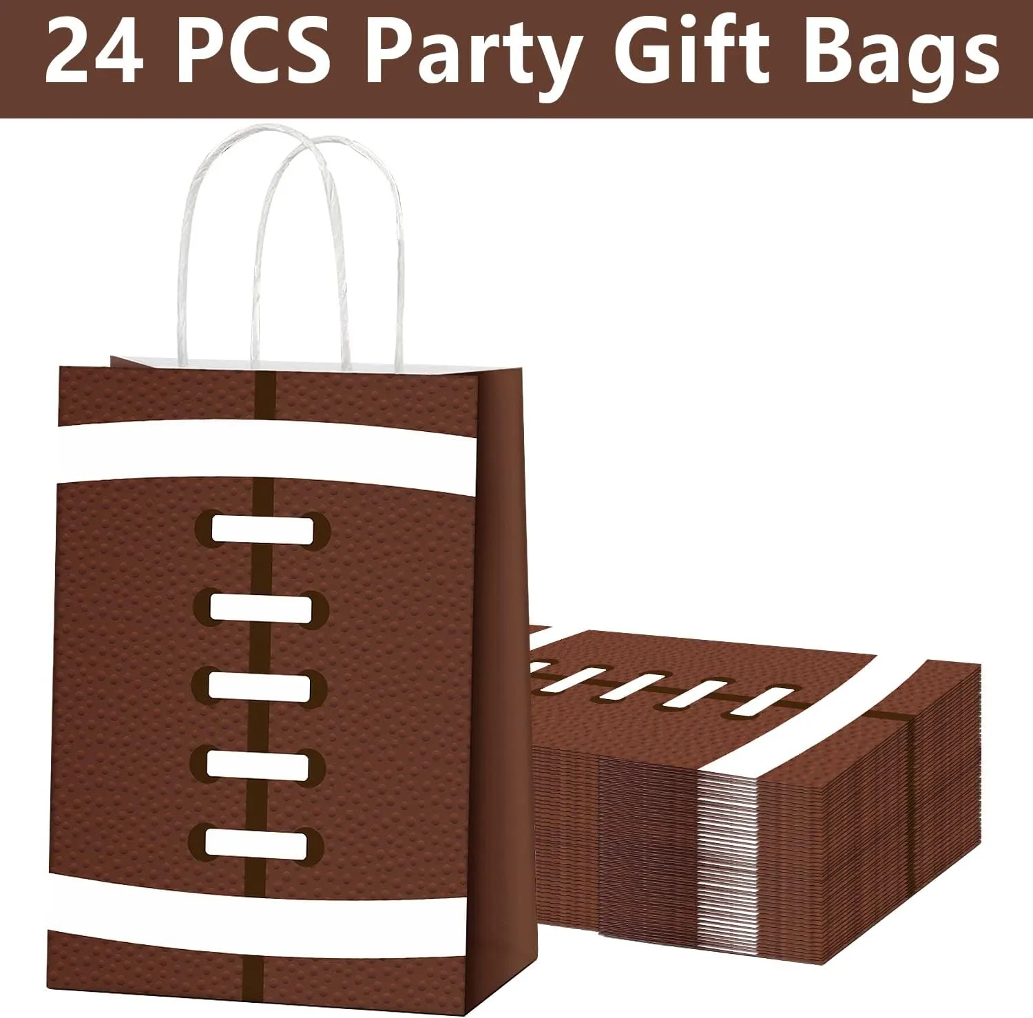 Sawowkuya 24PCS Football Gift Bags for Party Favors - Rugby Themed Paper Treat Candy Bags for Birthday Party Supplies and Decorations