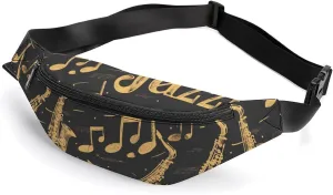 Saxophones Jazz Crossbody Fanny Pack Waist Packs Adjustable Shoulder Bags Sling Bag for Hiking Running Cycling