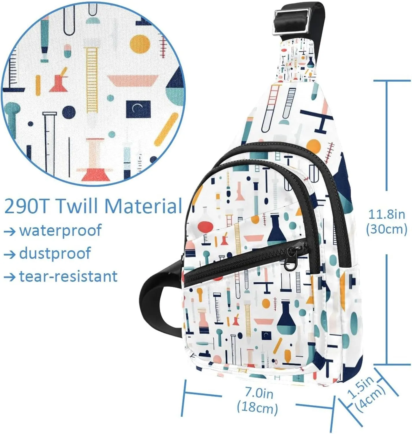 science pattern of various laboratory Sling Bag for Women Men Crossbody Shoulder Tote Blet Bags Backpack Fanny Pack Travel Purse