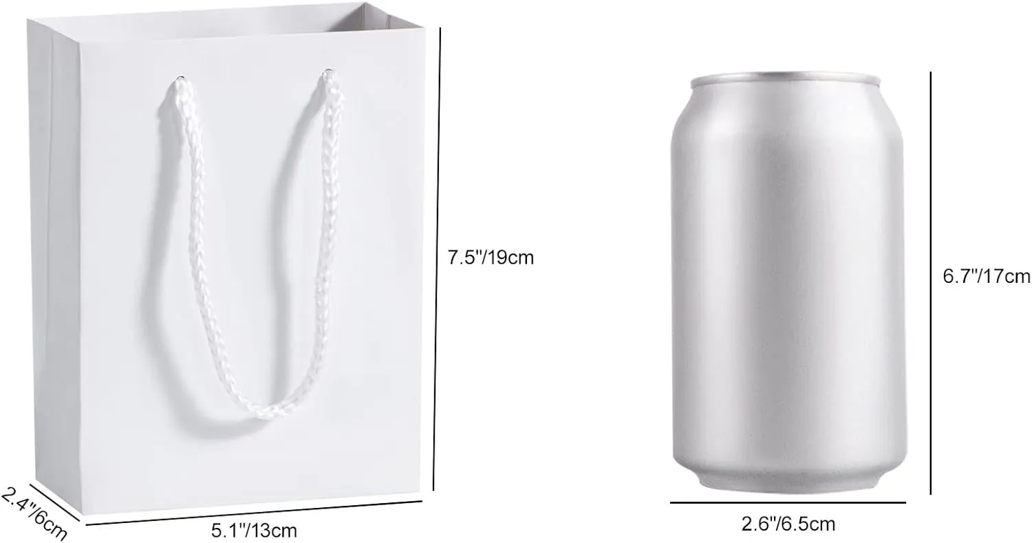 Sdootjewelry White Gift Bags, 50 Pcs Kraft Paper Gift Bags Bulk with Handles, 5.1 x 2.4 x 7.5" Matte Tote Paper Bags, Shopping Bags, Retail Bags, Party Bags