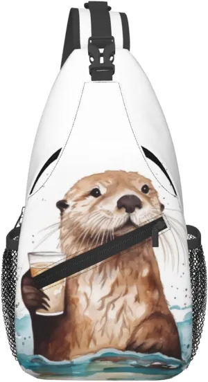 Sea Otter Crossbody Bags for Men Women Fashion Sling Backpack Casual Chest Bag Travel Hiking Daypack