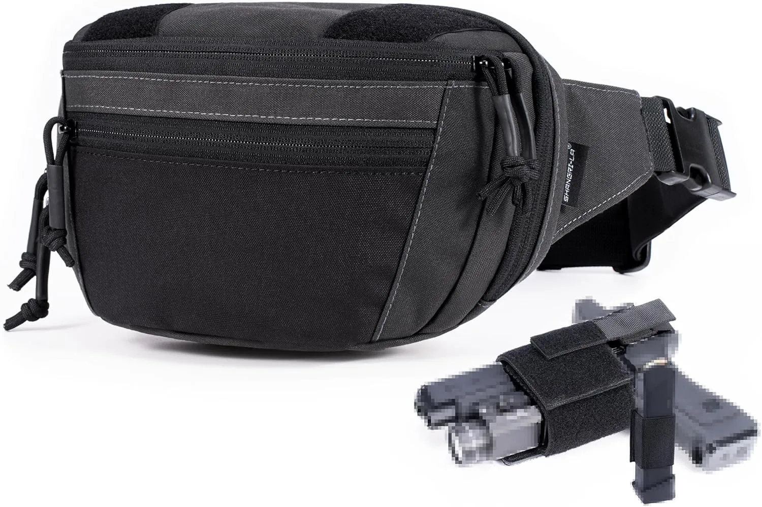SHANGRI-LA Tactical Concealed Carry Fanny Pack for Men and Women, Low-Profile CCW Waist Bag, with Pistol Holster and Mag Holder, Multi-Use for Hiking, Travel, EDC